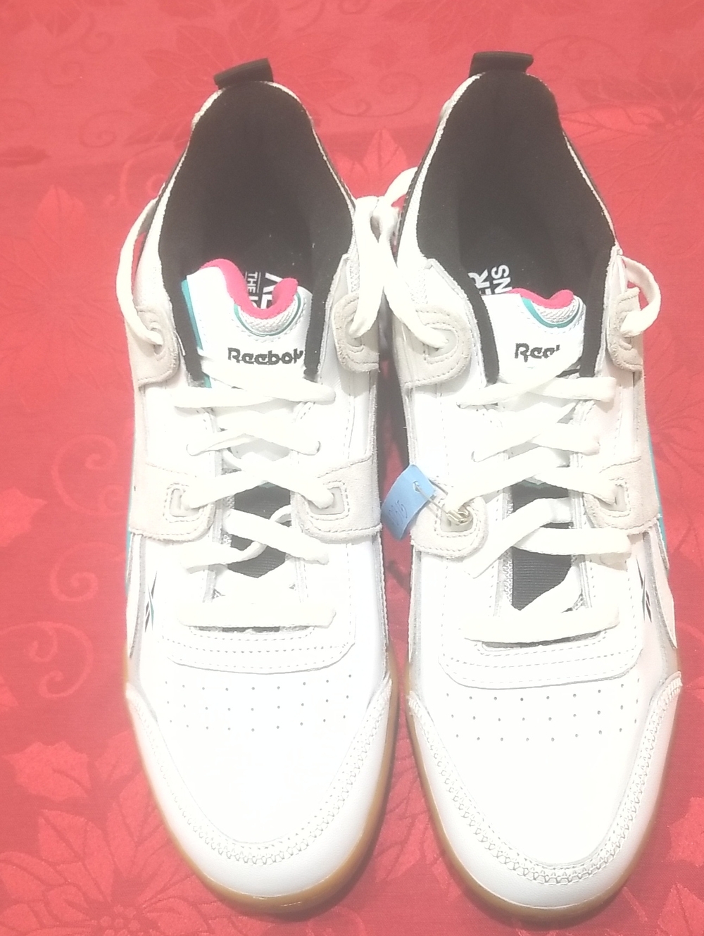 Reebok Kids White Sneakers with Pink & Blue Accents